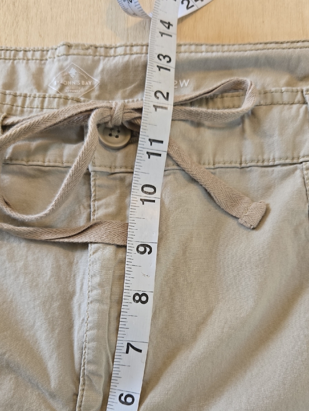 PA20 St John's Bay Taupe Cargo Capris Sz 22W Stretch Tie Cuff Zip Fly Drawstring - Picture 7 of 11